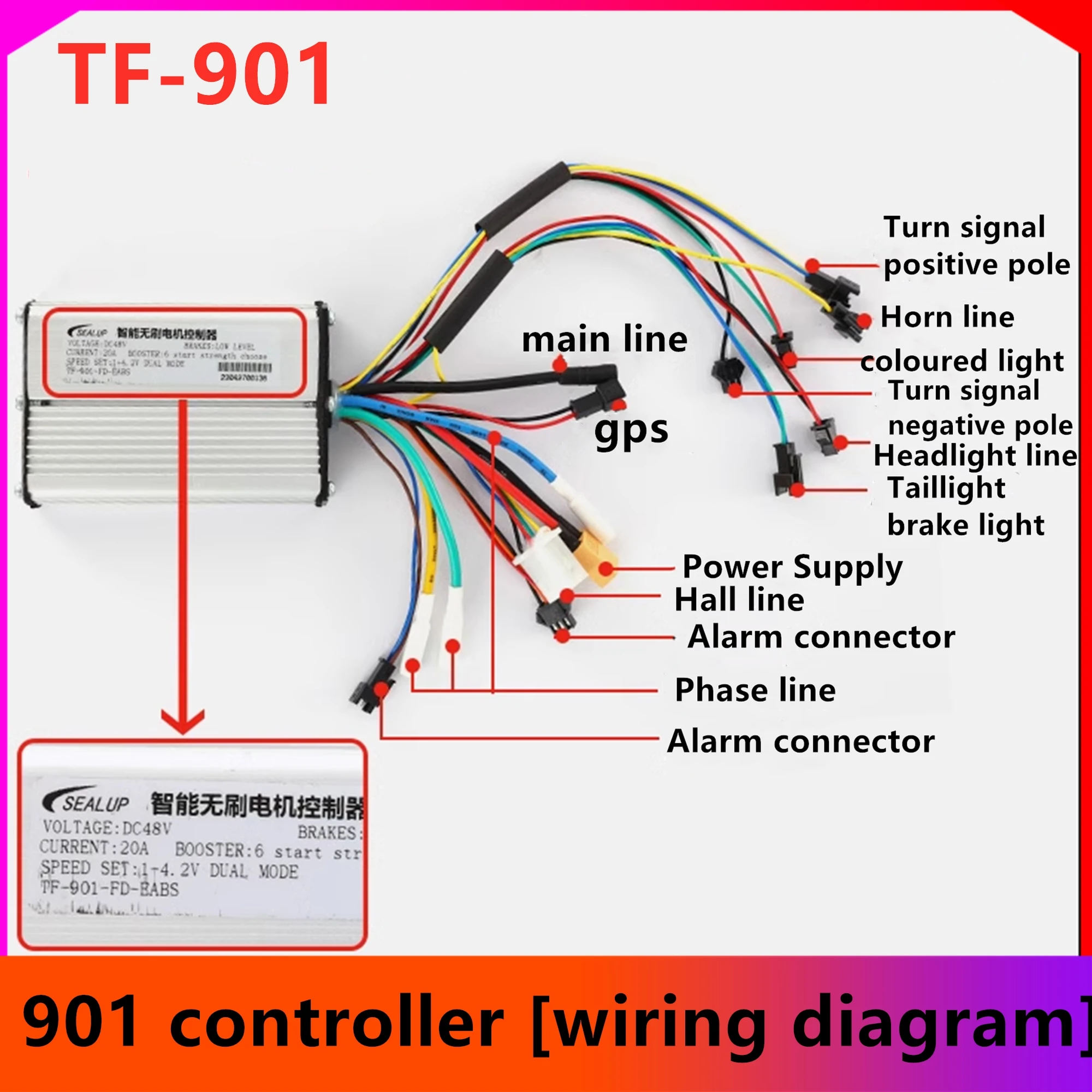 SEALUP Electric Scooter Motor Controller TF-901 Acceleration Throttle Power Switch Middle LCD Display Scooter Part