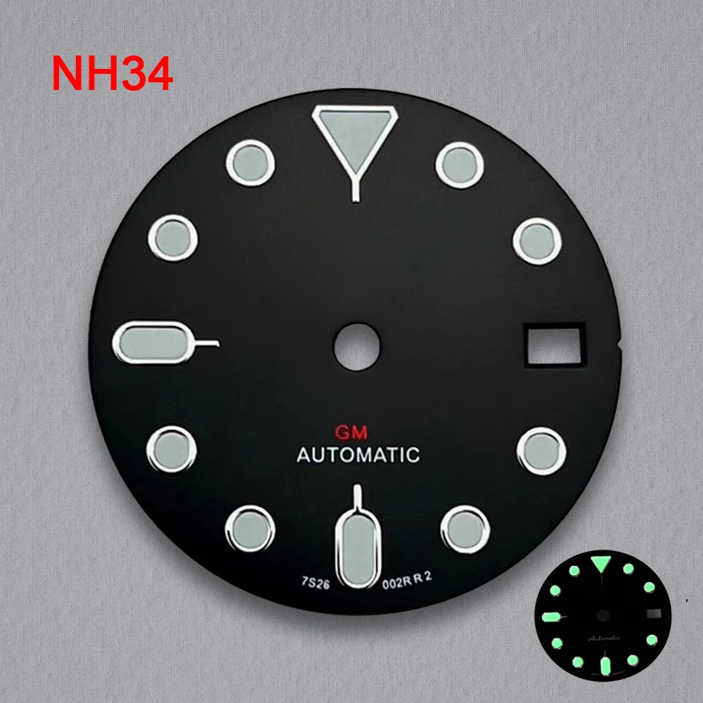 ルミナスグリーンウォッチダイヤル、ムーブメント修理、28.5mm、nh35、nh34に適合