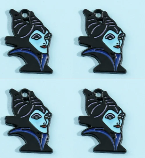 10 piezas de joyería de Maléfica de Disney, colgante DIY, pendiente, collar, pulsera, accesorios, colgante de decoración artesanal de aleación