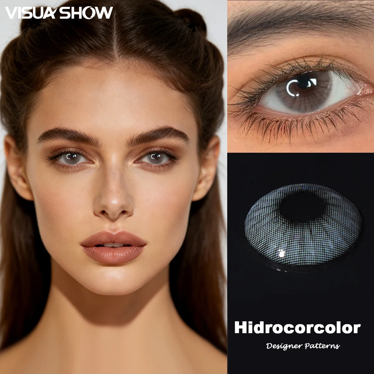 VISUASHOW 1 Paar graue Kontaktlinsen, kleine Pupille, halbjährlich verwendbare, farbige Kontaktlinsen zur Augenvergrößerung für Beauty, Cosplay und Make-up – Detail 7