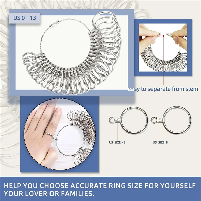 Outil de mesure de la taille de la bague avec centre commercial à bijoux comme indiqué, Kit d'outils de mise en forme de la taille de la bague incurvée