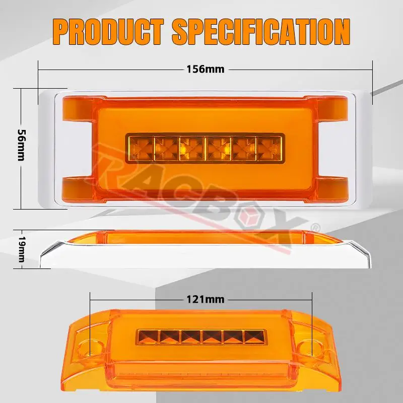 Red Halo Side Marker Light 12V 24V Square Roof Brake Indicator Clearance Lamp Waterproof Taillight For Renault Volvo Isuzu Truck