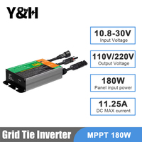 Y&H Grid Tie Micro Inverter 120W 150W 180W MPPT Micro Inverter Input DC10.8-30V PV Output AC110V-240V Home Solar On Grid System