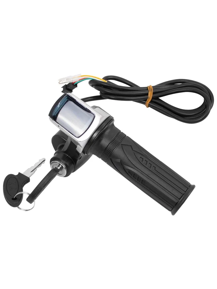AliExpress Electric Bicycle Scooter Throttle Grip With Key Lock Power Indicator E-bike 36V 48V 60V Accelerator Accessories With LCD Display
