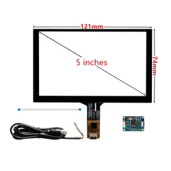 5 Inch 120mm*73mm Capacitive Touch Digitizer Raspberry Pi GPS Navigation Touch Screen Panel Glass+USB Driver Board