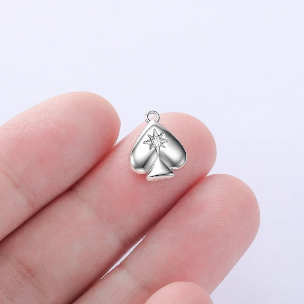3pcs/lot Stainless steel multi star spade heart-shaped zircon pendant DIY can be made into necklace bracelet