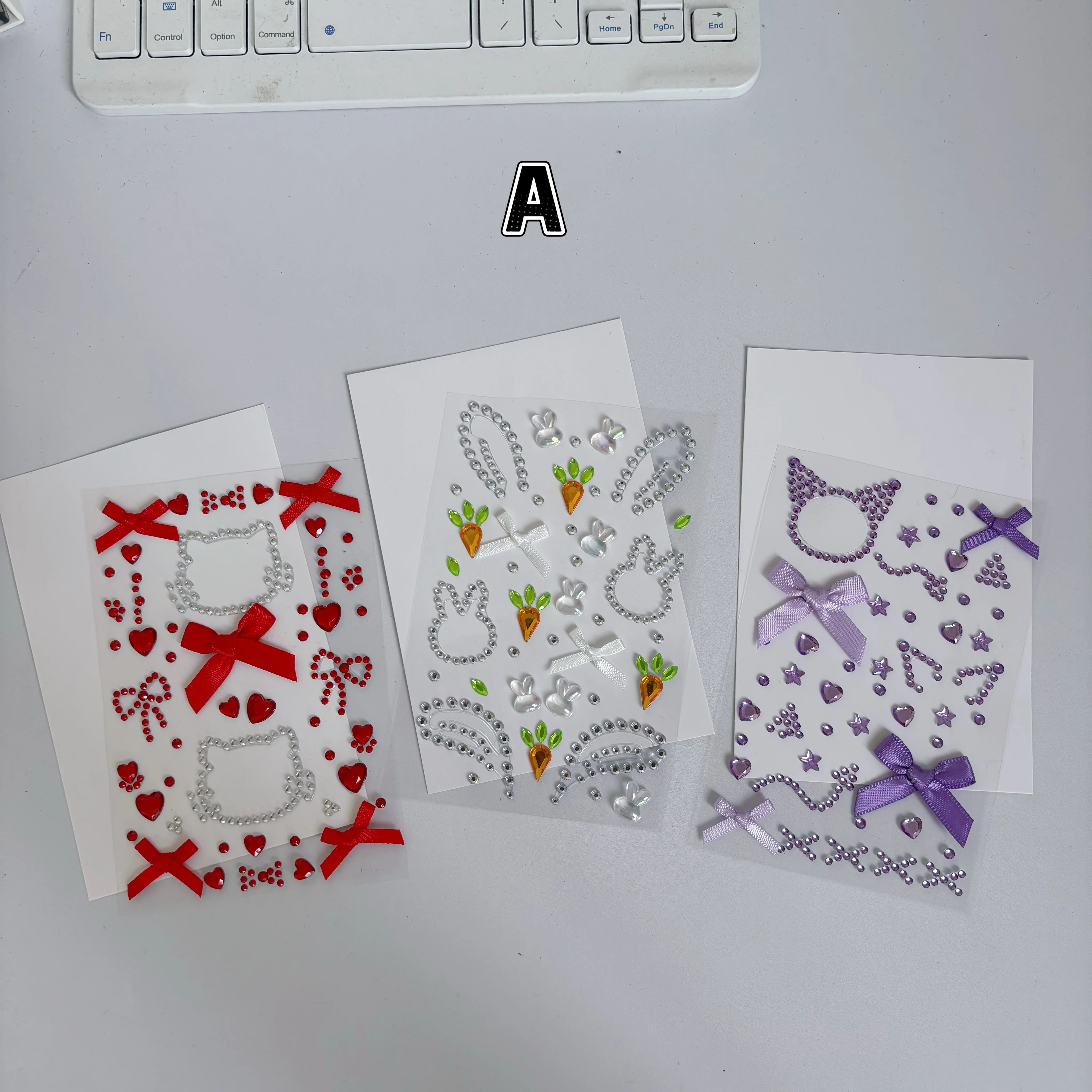 6 Cute Animal Stickers with Glitter, Featuring Rabbits, Carrots, and Pandas, Suitable for Stage Decoration and Face Stickers view 2
