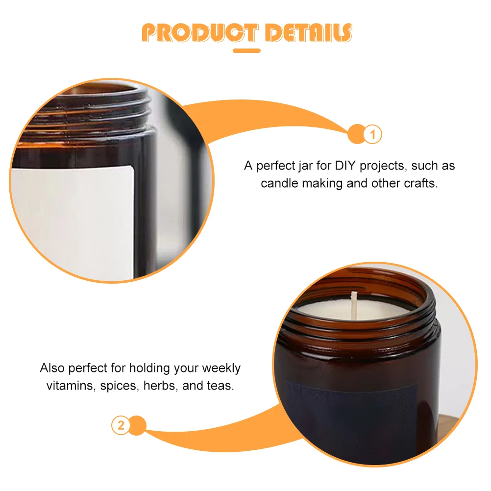 

4Pcs Amber Glass Aroma Jars Fillable DIY Wax Containers with Aluminum Lids for Making Craft Home Decor