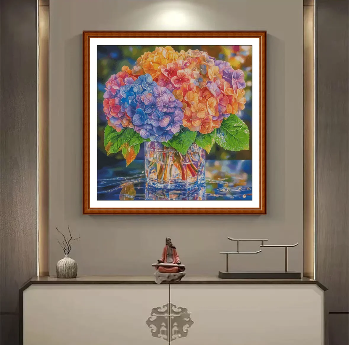 [ZZ7059- Glazed Hydrangea] Stamped Cross Stitch Kit 14CT 16CT Pre Printed Canvas Cotton Threads Embroidery Needlework Wall Decor