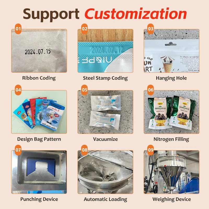 Multifunction Stand up Zipper Bag Spice Machine Powder Filling Granul and Food Packaging Sachet Laundry Powder Filling Machine