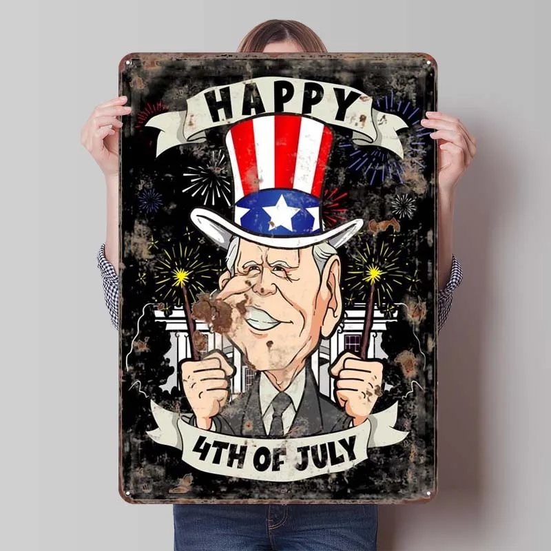 Joe Biden 4th Of July Rusty Metal Sign United States Poster Decorative Metal Plates Gaming Room Decoration Room Decor Aesthetics