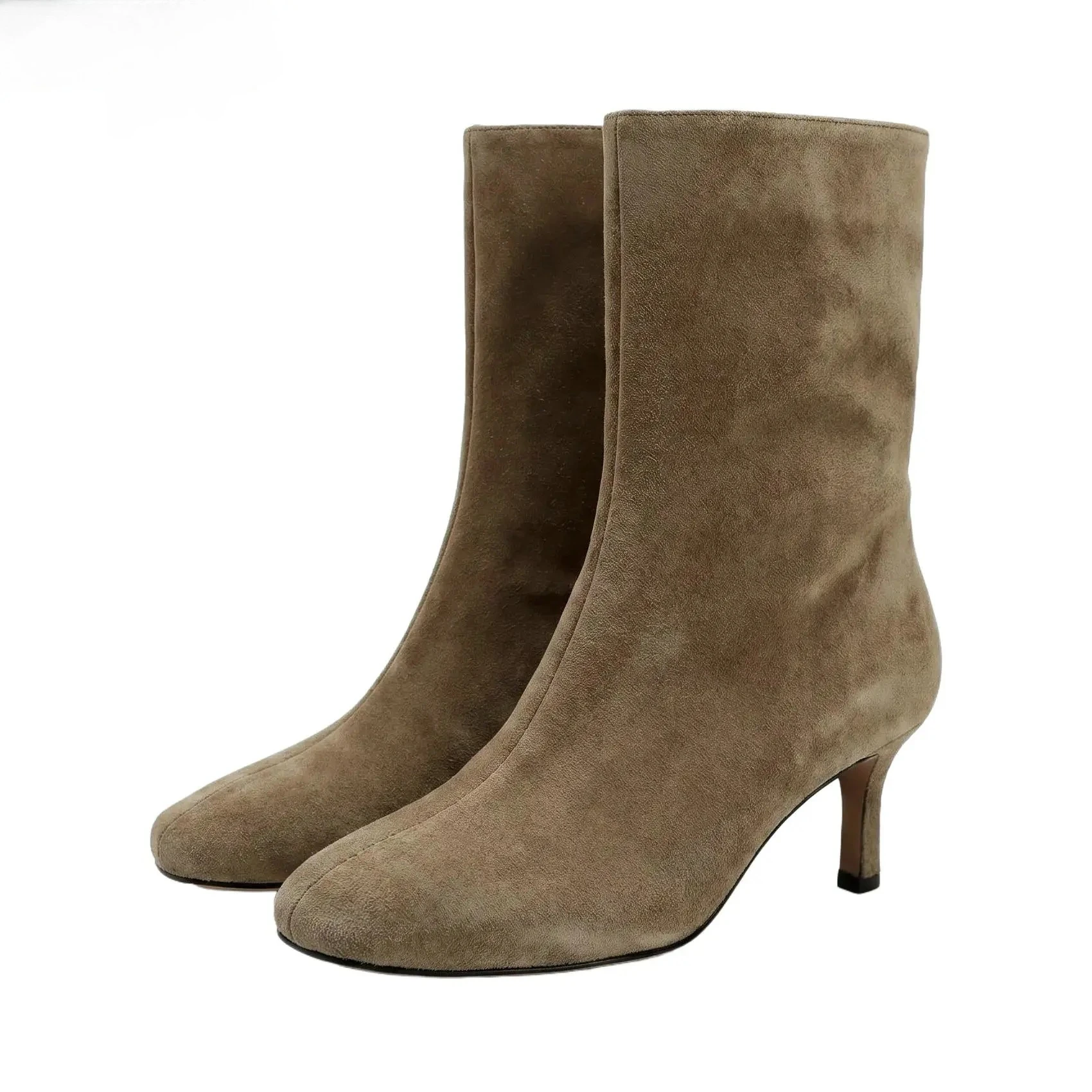 QUTAA Fashion Genuine Leather Women Ankle Boots Autumn Shoes Winter Pointed Toe High Heels Warm Elegant Short Boots Dress 34-43