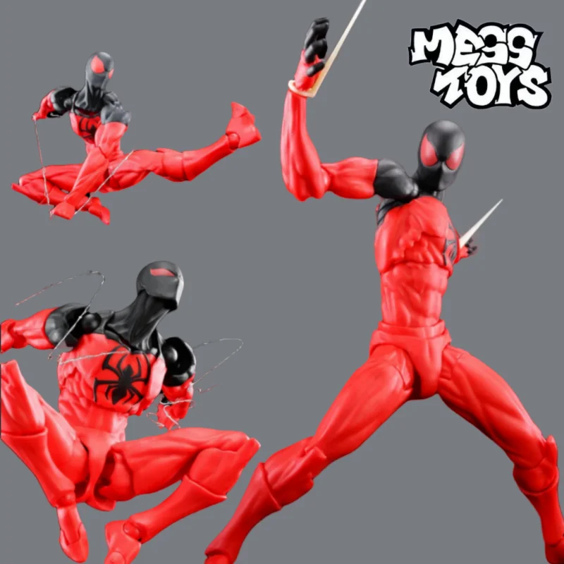 

In Stock Mess Toys Spider Man Symbiote Kaine Messtoys Spiderman Red Andblack Suit Spider Anime Action Figure Gift Toys