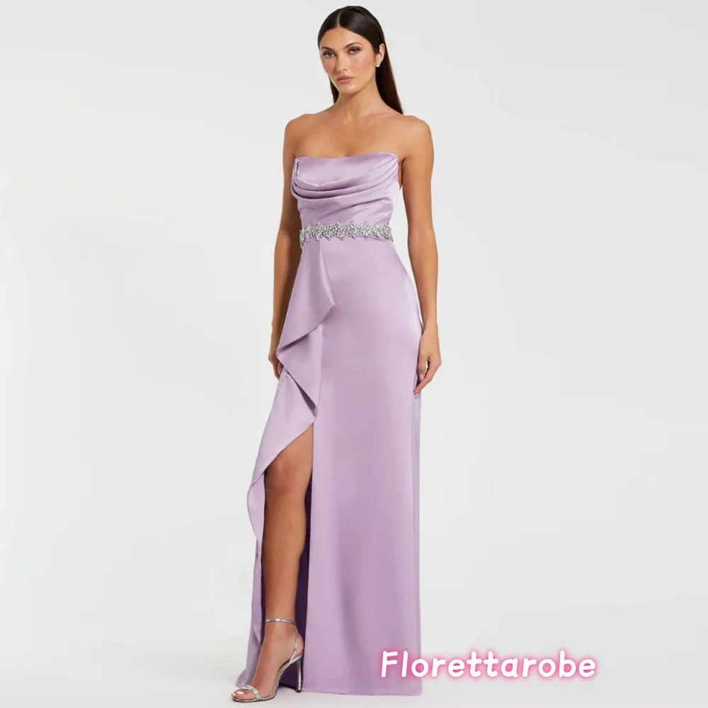 

Очаровательное атласное вечернее платье с бисером по индивидуальному заказу, платье для выпускного вечера с плиссированным вырезом без бретелек, платье с рюшами из бисера