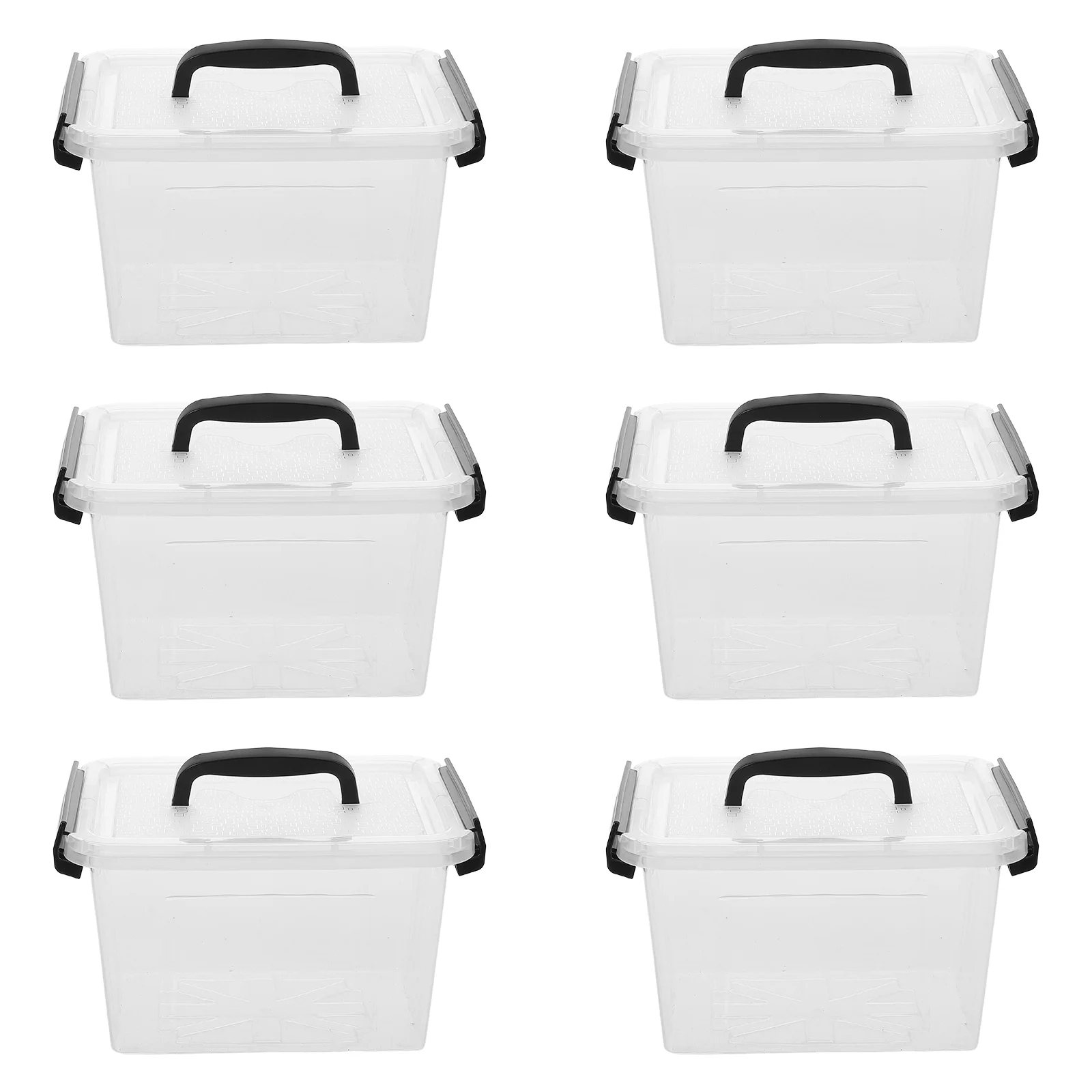 

6 Pcs Plastic Storage Box Small Bins Large Containers with Lids Crate Handle Garbage Can Latching