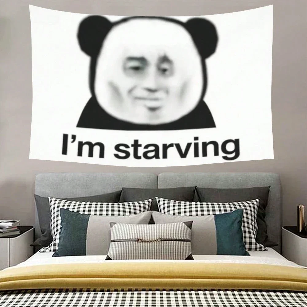 Retro Funny Panda Meme Tapestry 