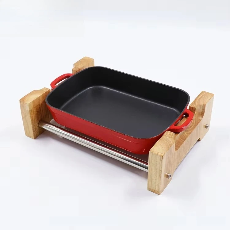 Hotel Supplies Catering Display Stand Wooden Buffet Display Stand with Cast Iron Pot