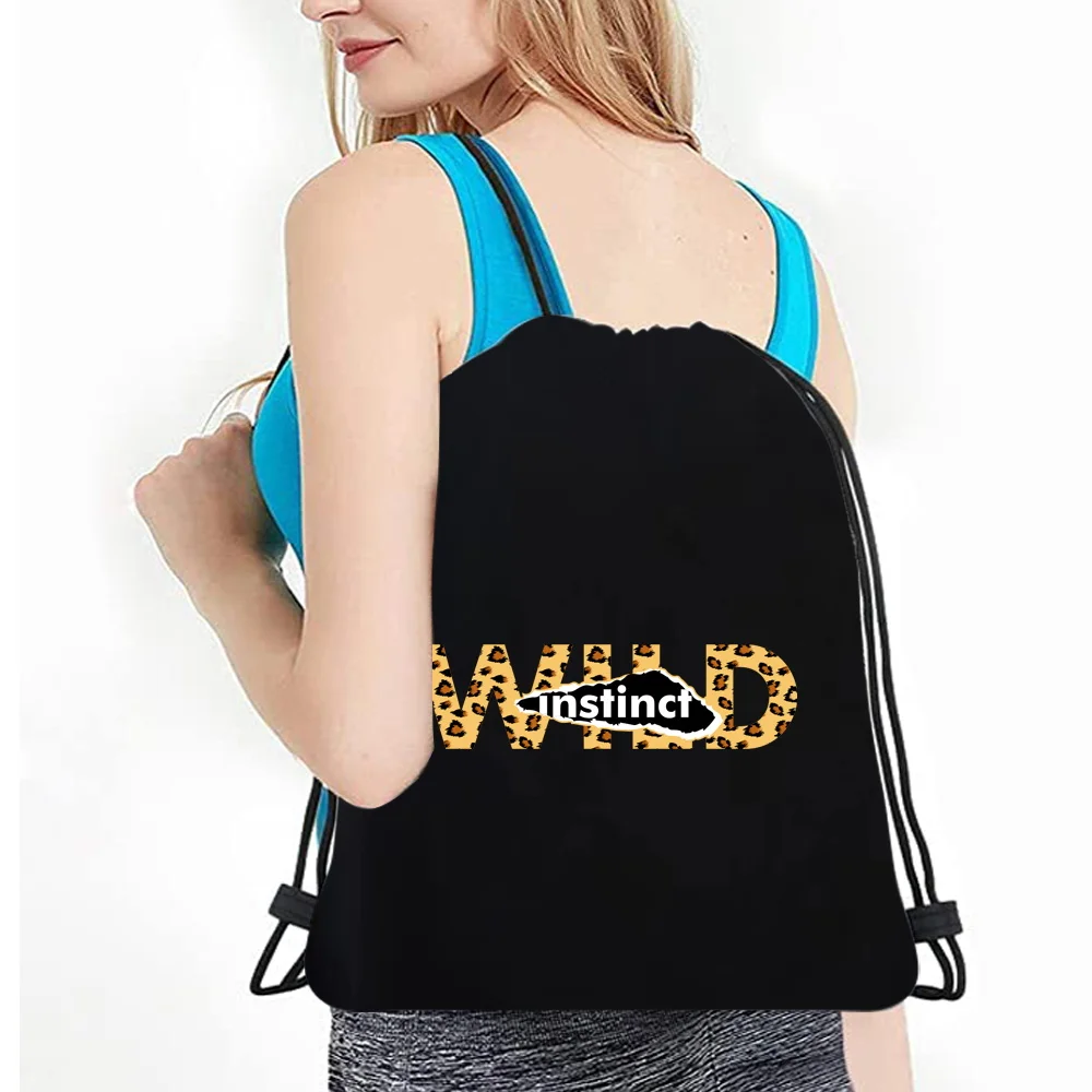 Mochila informal con cordón para mujer, bolso de hombro doble de lona, organizador de compras de viaje, bolso de mano con estampado salvaje, bolso de gimnasio para hombre