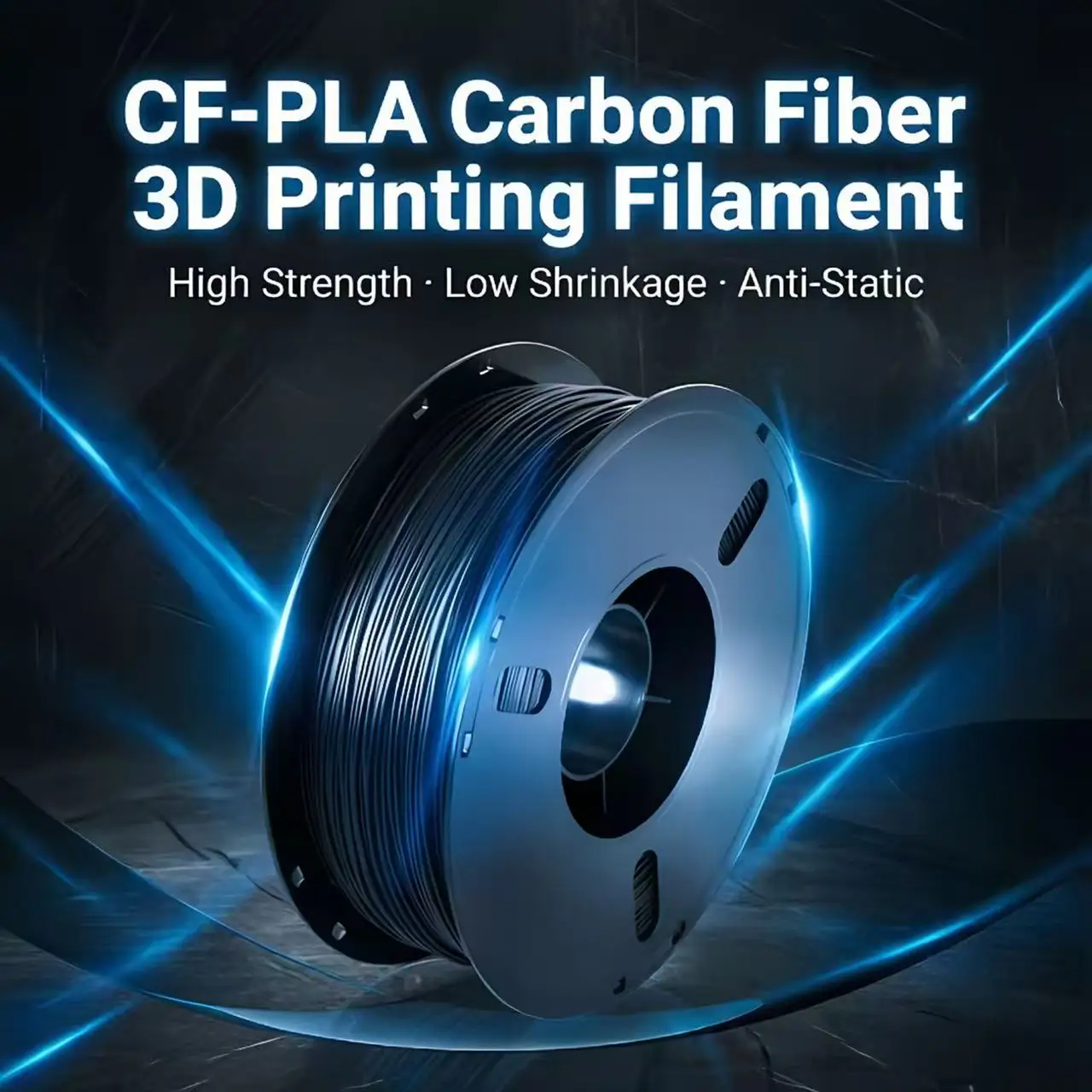 

1.75mm Carbon Fiber PLA 3D Printer Filament, Conductive & Anti-Static, Matte Finish, High Strength, Low Warp, 1kg Spool