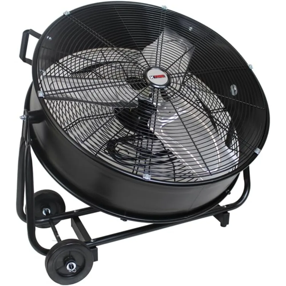 Ventola a tamburo con trasmissione a cinghia a 2 velocità ad alta velocità da 24 pollici con ruote e protezione da interruzione per un massimo flusso d'aria 7850 CFM, elencato UL