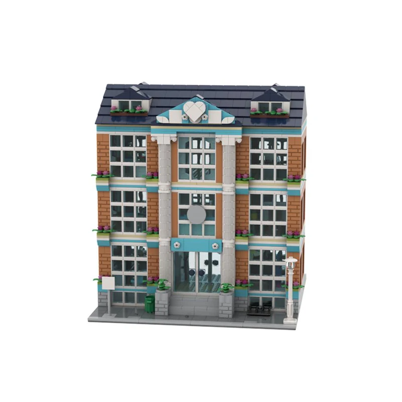 Ciudad escena de calle Moc Modular Art School Corner modelo DIY, juguete creativo para niños, regalo, bloques de construcción, MOC-103824