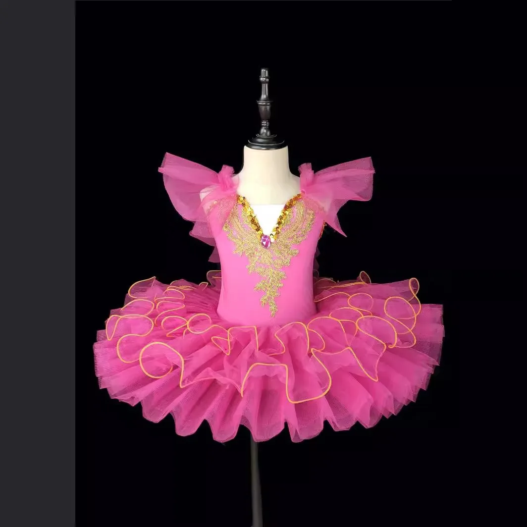 Abito da tutù di balletto per ragazze con maniche a sbuffo per bambini, costume da ballerina per spettacoli, ottimo per il regalo di compleanno, nuova gonna da principessa