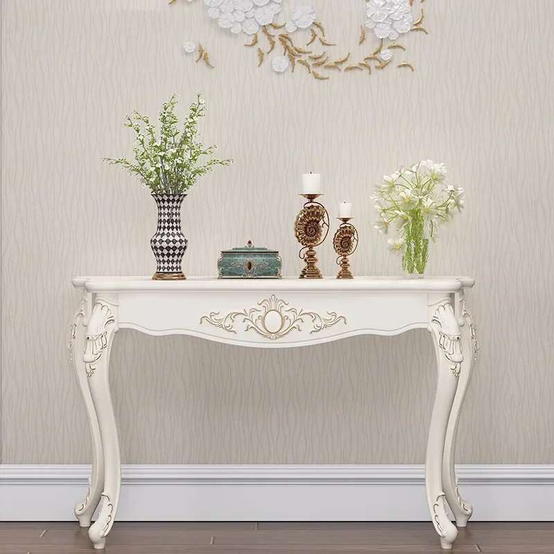 Simple Hallway Console Table European-style Wood Entrance Cabinet Modern Living Room Center Table Household Decoration Furniture