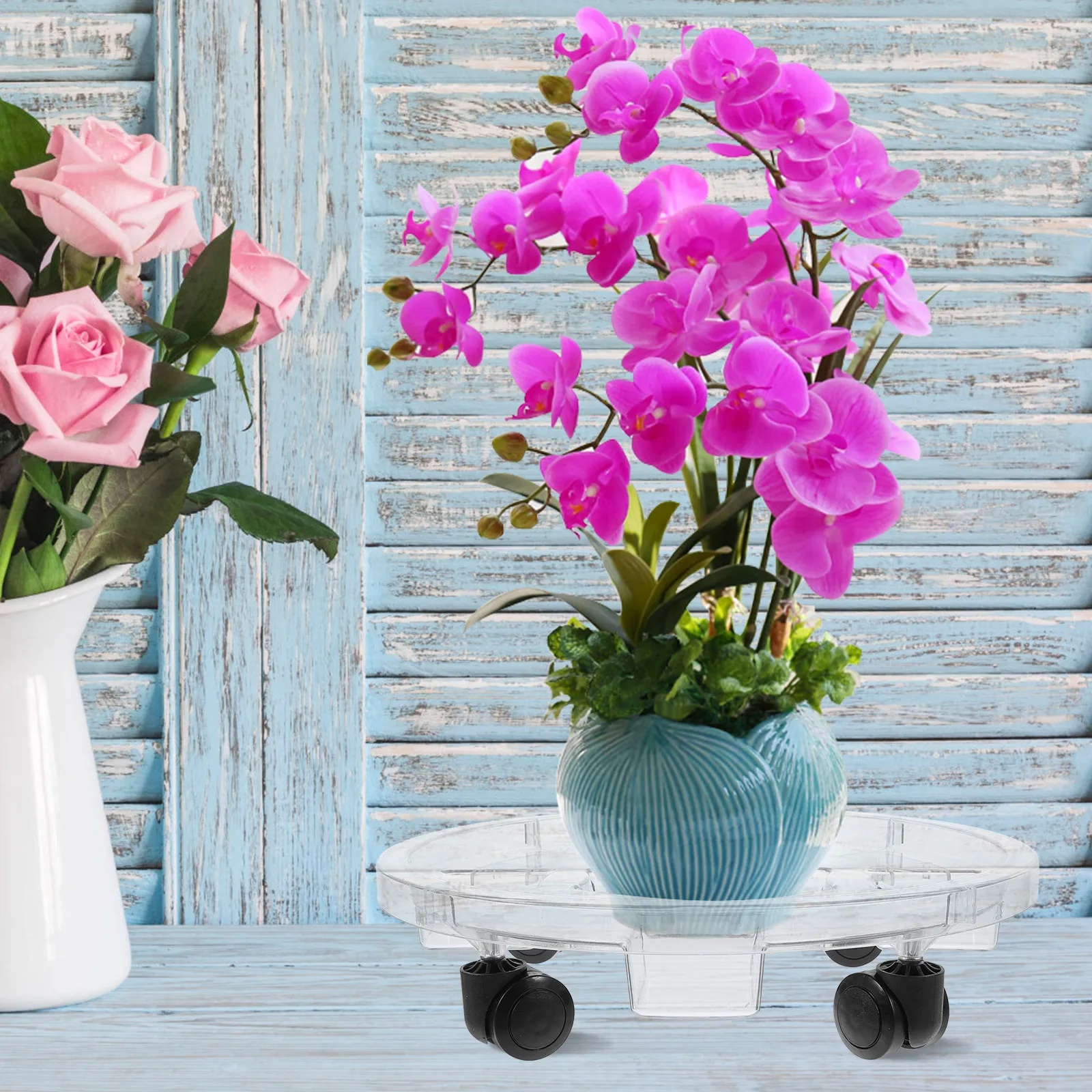 

Movable Flowerpot Tray Large Capacity Waterproof Plant Storage Plate For Gardening Rolling Planter Base Plant Stand With