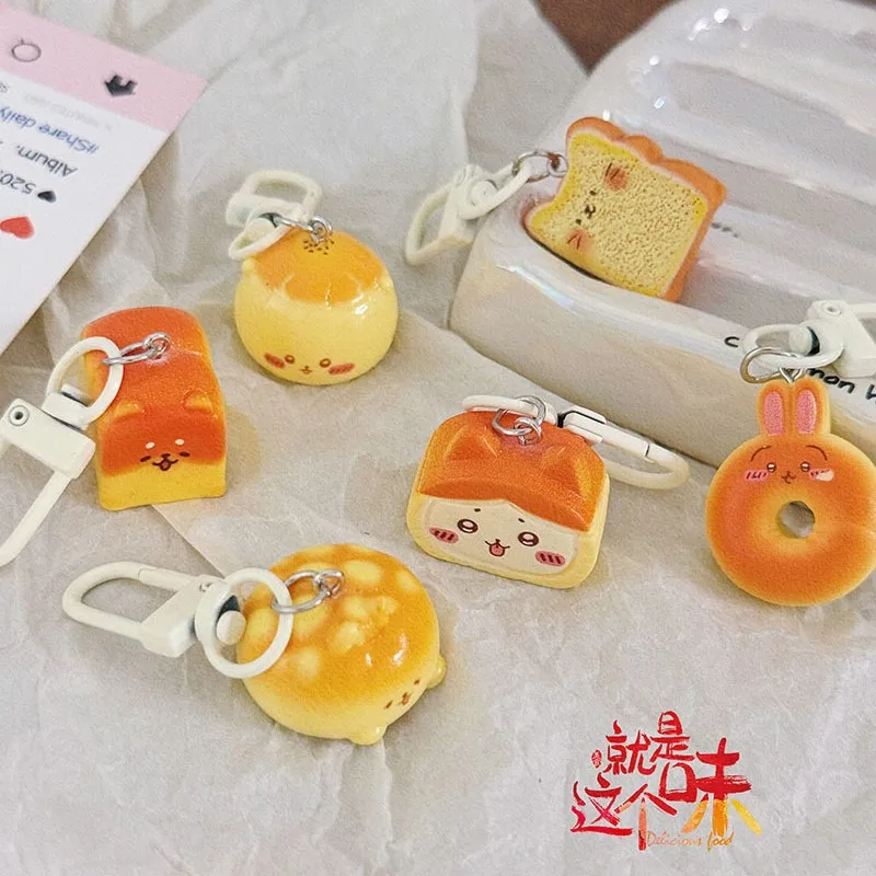 keychain sandwich Mini Food Pastry Keyring Funny Creative Bread Keychain School Bag Pendant Backpack Decoration Best Friend Gift