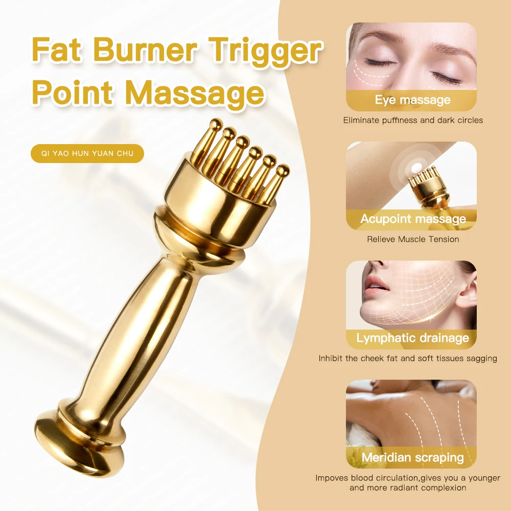 Pure Copper Facial Massager Body Scraping Face Neck Lifting Meridian Acupoint Cellulite Remover Wrinkle Guasha Beauty Skin Care