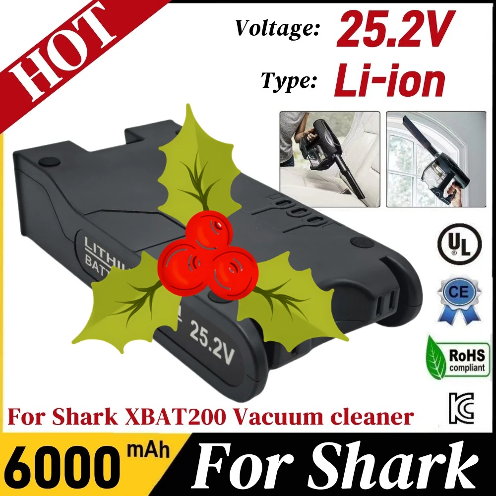 25.2V 6000mAH lithium-ion vacuum cleaner battery, For Shark XBAT200 ION Rocket IONFlex and IONFlex Cordless Vacuums Batter