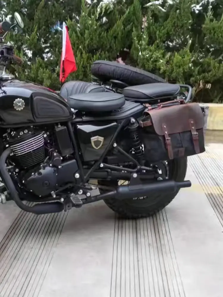 Bolso de mensajero de cuero de vaca de lona cruzado Vintage para hombre, maletín de mano, bolso lateral para motocicleta, bolso de motorista