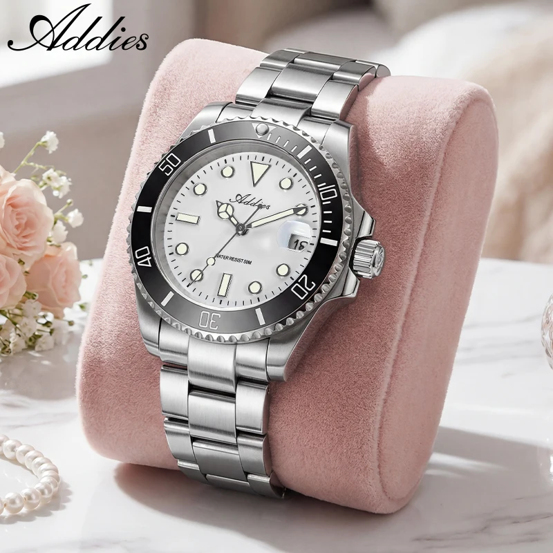 

Addies GM12 Quartz Ladies Watches Fashion Mineral Glass BGW9/C3 Luminous 5Bar Waterproof Steel Diving Wristwatch for Women Gift