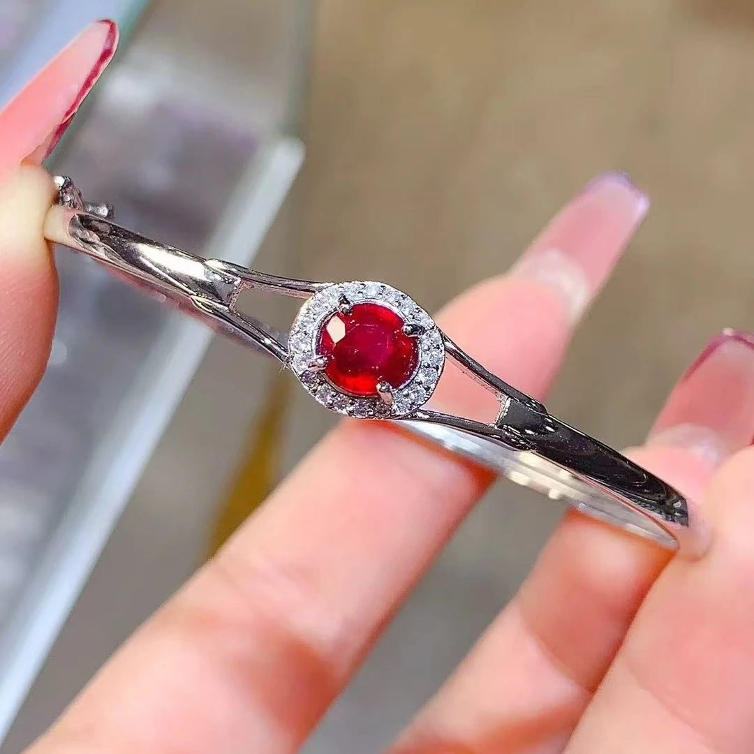

KJJEAXCMY Natural Ruby Bracelet High Clarity Lustrous Color Locking S925 Silver Electroplated Jewelry Festival Gift