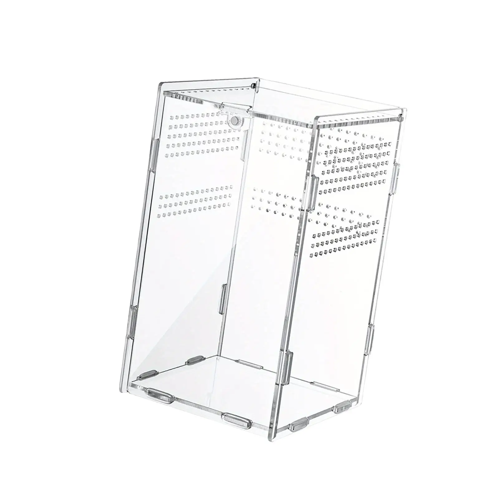 Clear Acrylic Micro Habitat Jumping Spiders Enclosure Compact Arboreal Terrarium with Vents and Easy Access Doors for Office Use