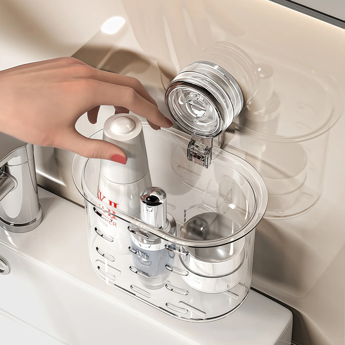 

Wall Mount Suction Cup Wall Mount Corner Storage Shelves Shampoo Holder Cosmetic Rack Shower Drain Basket Bathroom Organizer