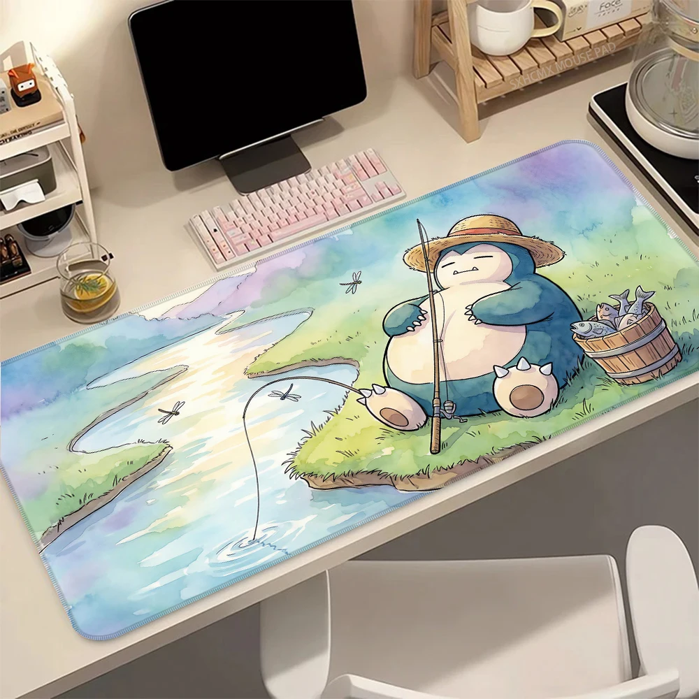 Mouse Pad Cartoon Anime P-Pokemon Snorlax Gaming Mousepad Base de borracha antiderrapante para computador, laptop, PC, gamer, escritório doméstico