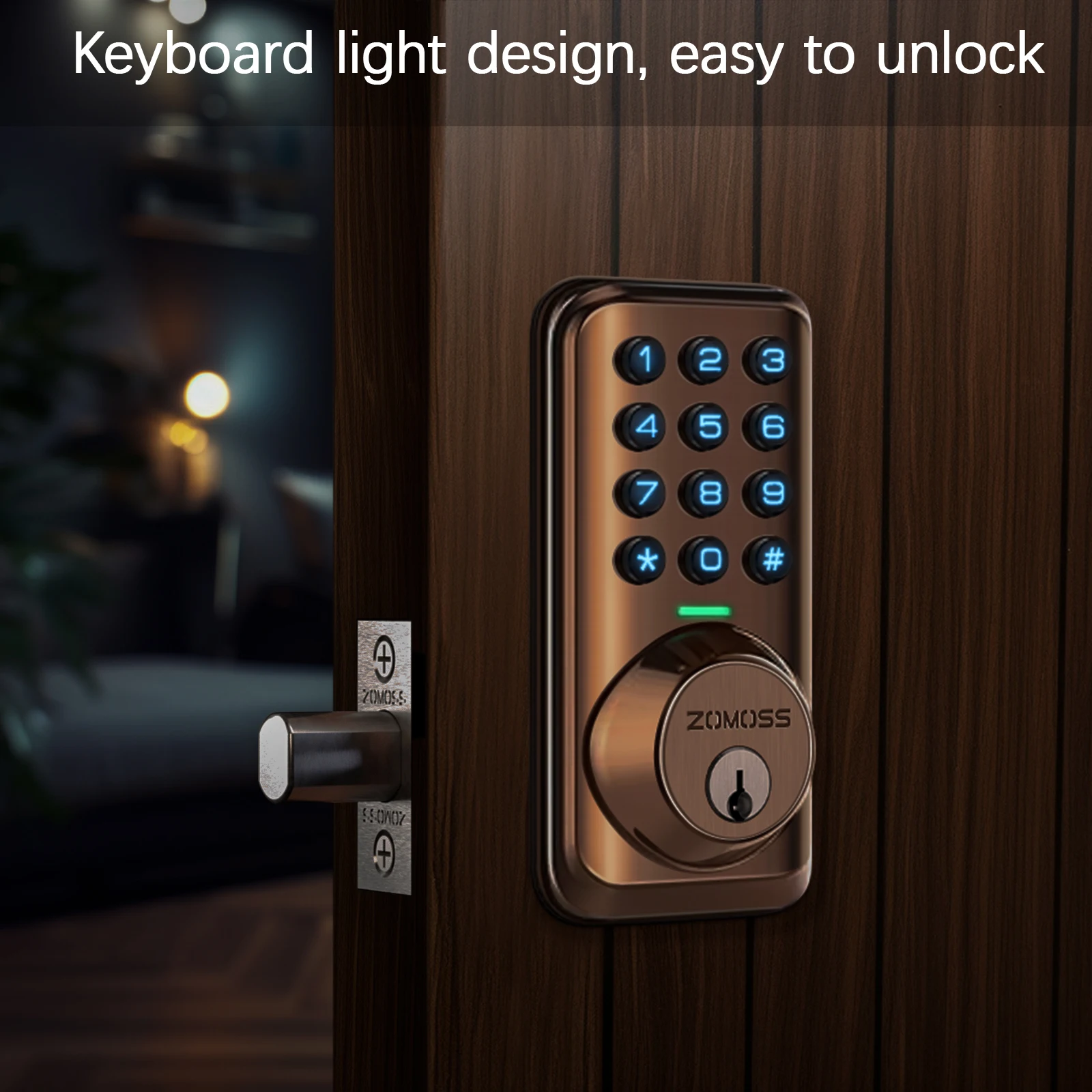 ZOMOSS Keypad Door Lock-Keyless Entry Door Lock-Smart Deadbolt Lock-Anti-Peeking Password-Auto Lock Easy To Install