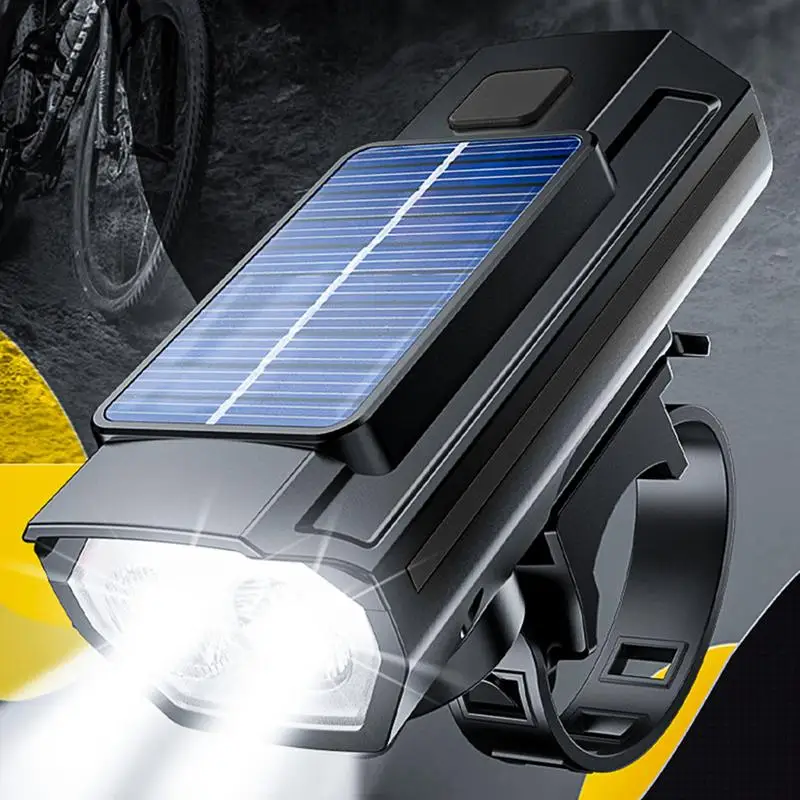 Solar Powered Bicycle Headlight 3 Lighting Modes Waterproof Bicycle Lights High Brightness Safe Riding Bicycle Accessories