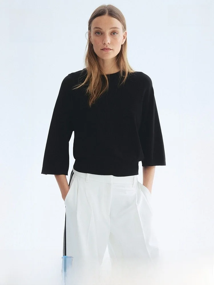 

Spring New Arrival Women's Knitted Slim Fit Top H&M 33220 Comfortable Breathable Regular Thin Svel Neline