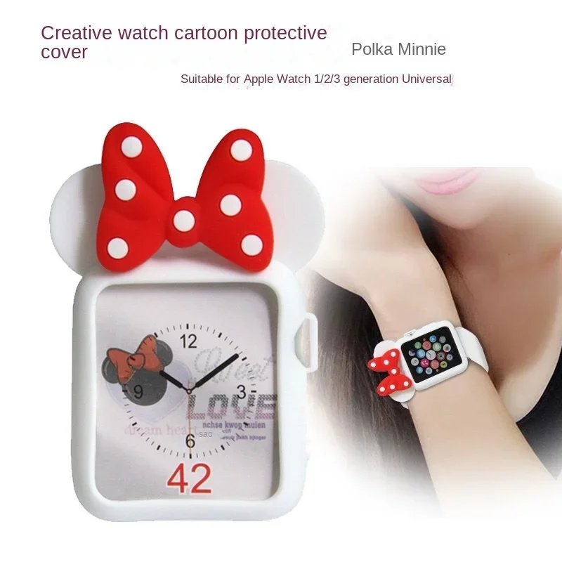 Disney minnie-Apple Watch用ソフトシリコンカバー,素敵な保護ケース,シェル,iwatch 3, 4, 5, 6, 38mm, 42mm, 40mm, 44mm