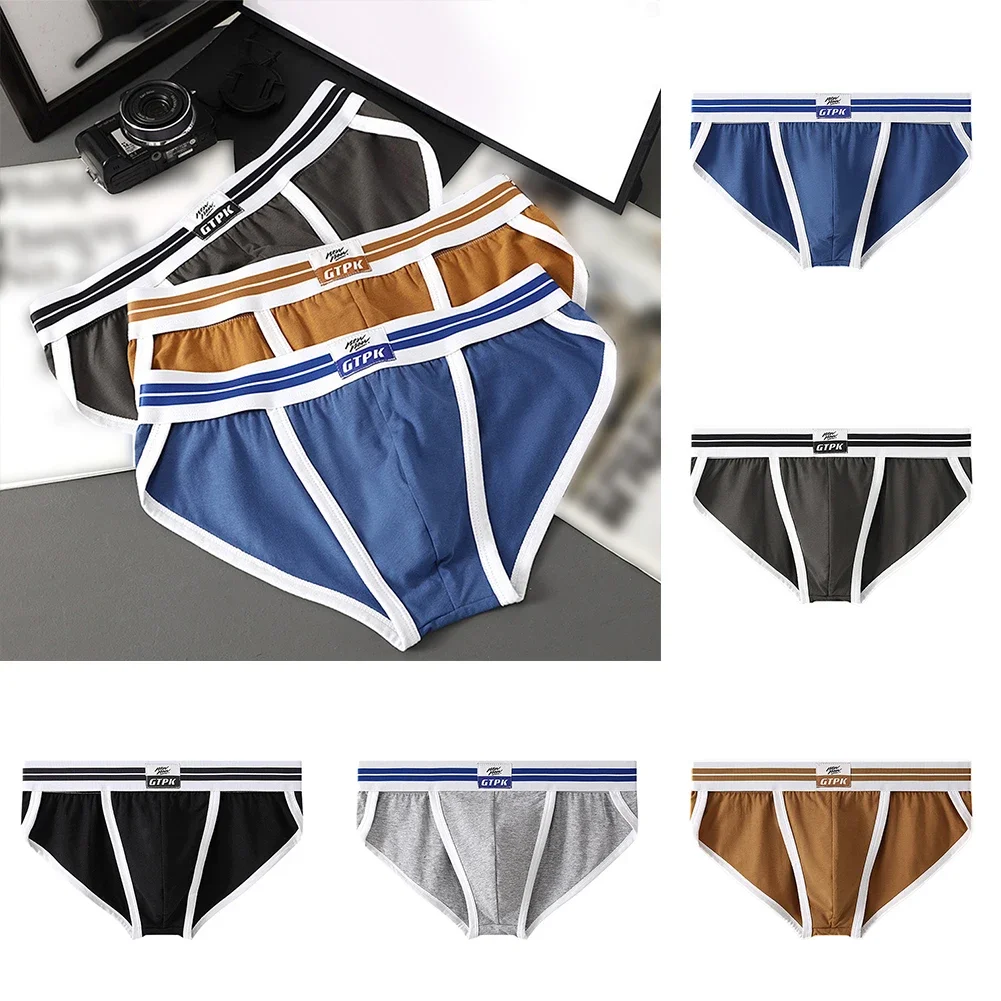 

Men Sexy Lingerie Low Waist U Convex Pouch Panties Male Breathable Brief Underwear Cotton Underpants