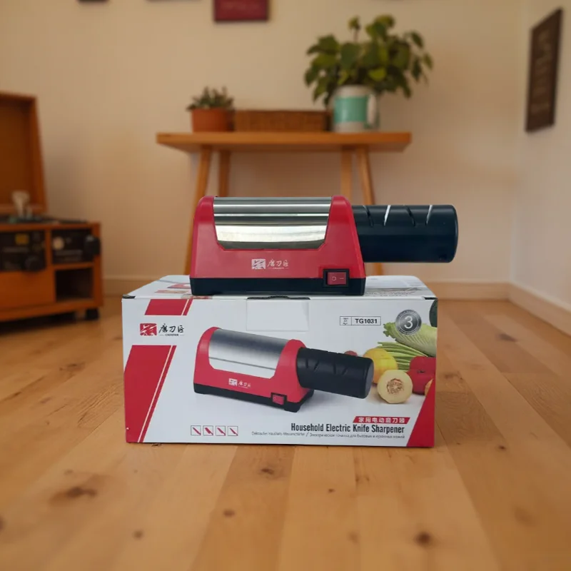 Auto 2-Stage Grinding Electric Knife Sharpener TAIDEA, Fast & Safe Sharpening Tool for Kitchen Knives Chef Knives and Scissors