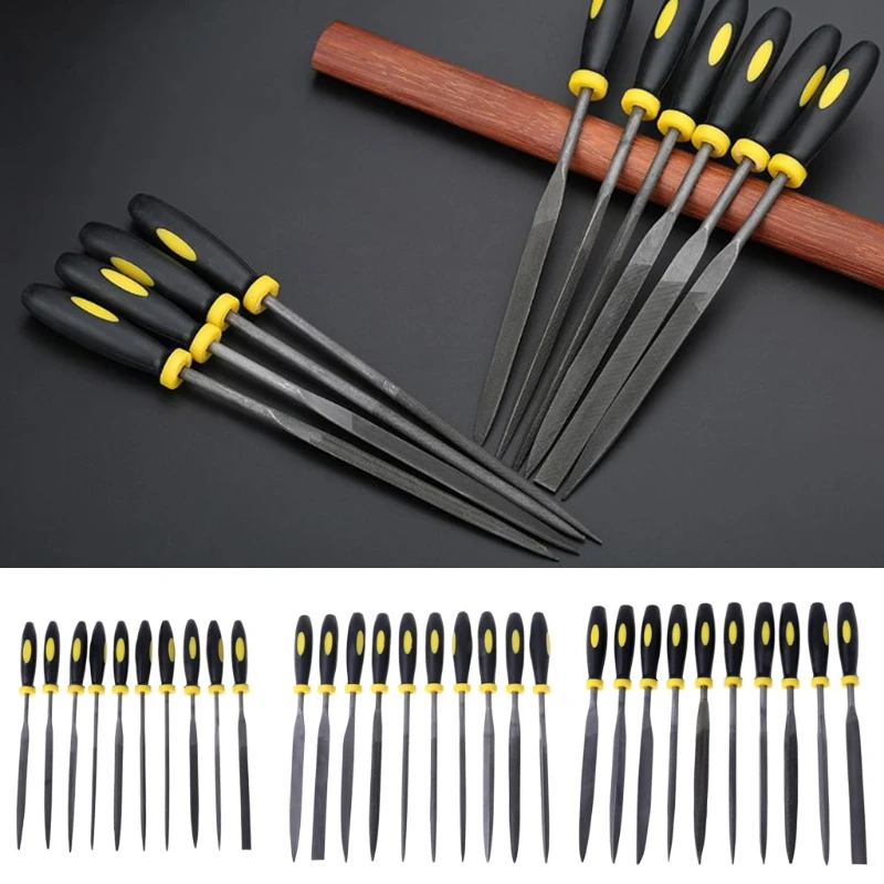 10 Pcs Needle File Set For Jeweler Wood Carving Craft Metal Glass Stone 3 Sizes LS\'D Tool