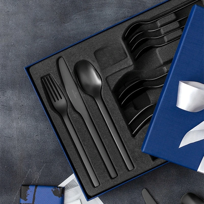 Conjunto de garfo e colher, talheres de comida ocidental para casa de luxo leve e sofisticada, rock de engenharia