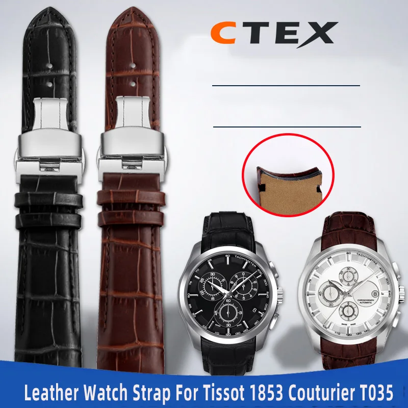 Genérico Accesorios de reloj de 22 mm compatibles con Tissot 1853 Couturier T035 Correa de acero inoxidable T035617A T035407A T035627A Correa deportiva de negocios for hombre(22mm