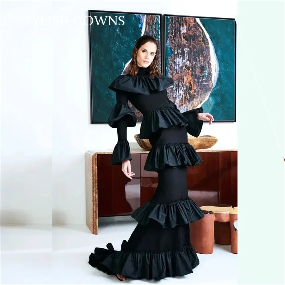 

New Arrival Full Sleeves Formal Gowns Evening Dresses robe de soiree Long Luxury Arabic Evening Dress Elegant Pleated Customized