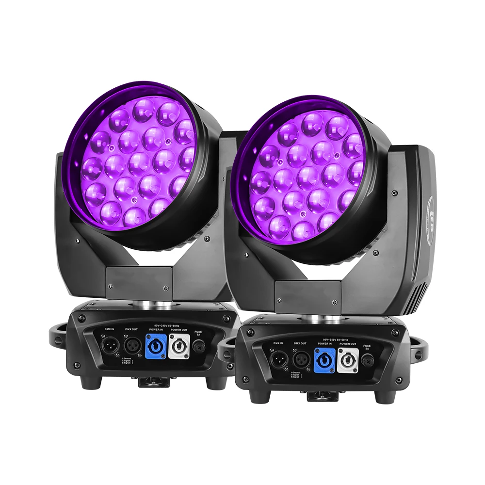 

RGBW LED Beam Moving Head Lights Wash Zoom 19x15W DMX512 Professional Stage Effect Light for DJ DISCO Party Bar Wedding Party