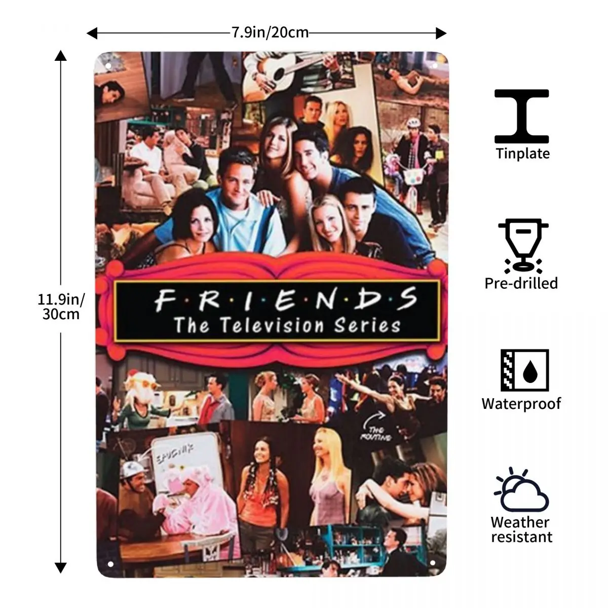 الرجعية خمر الأصدقاء الكولاج علامات مخصصة الرجعية الكلاسيكية تلفزيوني لوحات معدنية لمتجر مكتب الحانات نادي رجل الكهف بار ديكور فني
