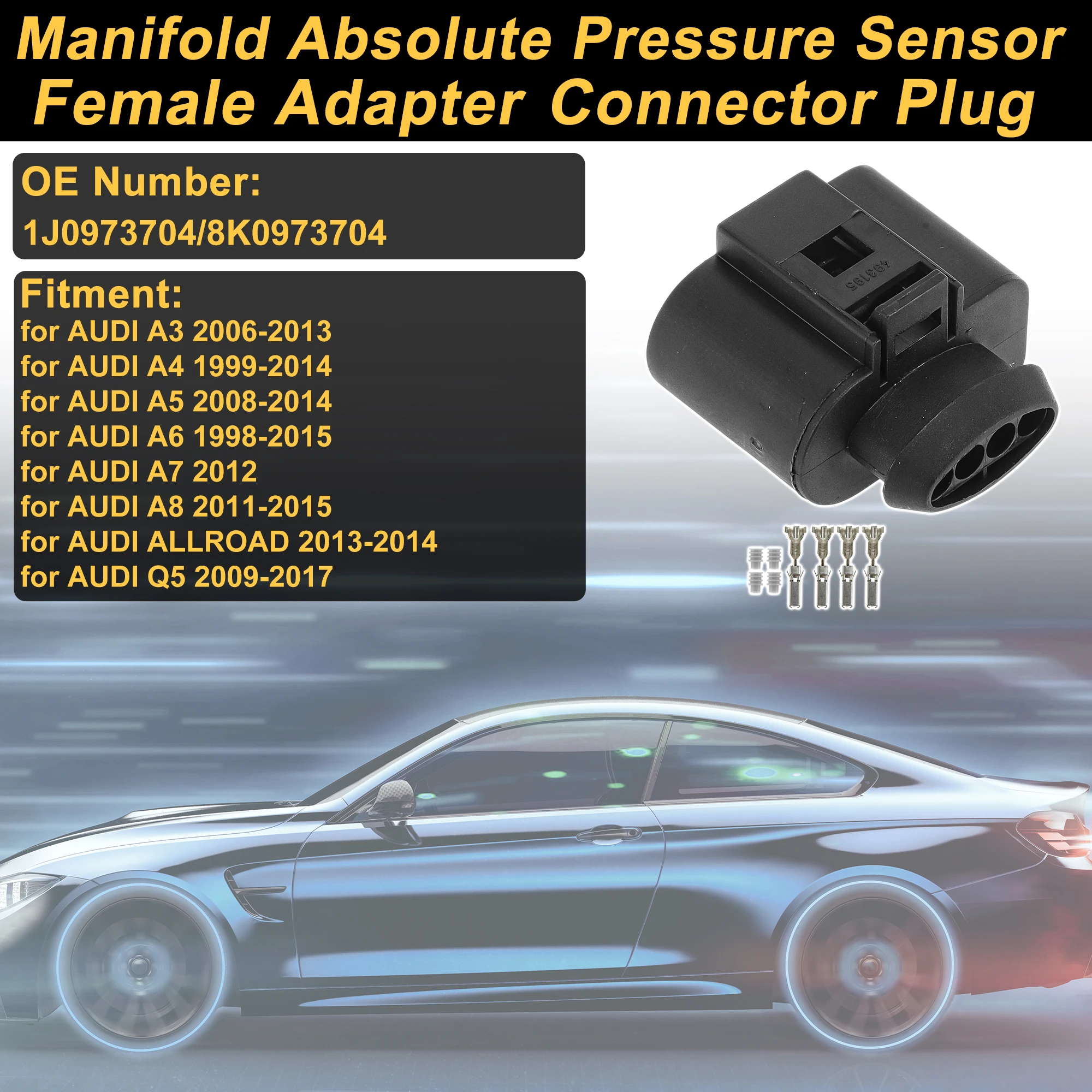 UXCELL 4Pin Manifold Absolute Pressure Sensor Connector Plug for AUDI A3 Female Adapter